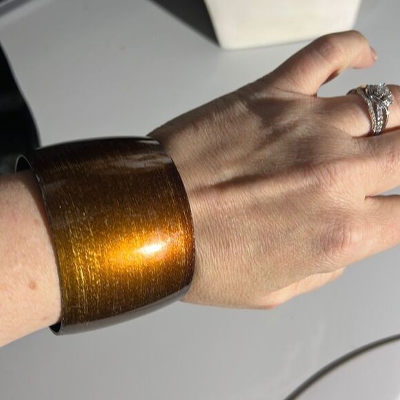 Bundle Sale 3 for $15 | 2” Wide Copper-Colored Plastic Bracelet - Picture 1 of 7